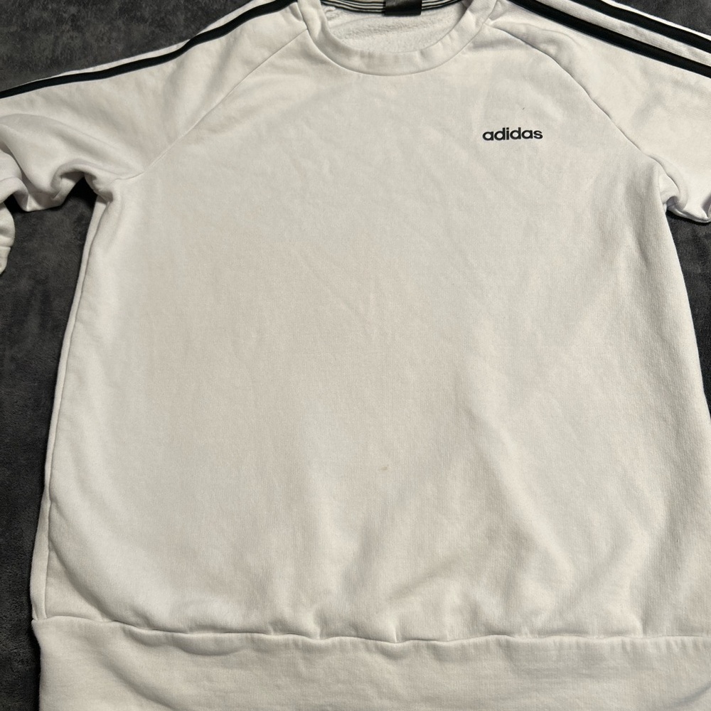 Adidas White Sweatshirt with Black Stripes